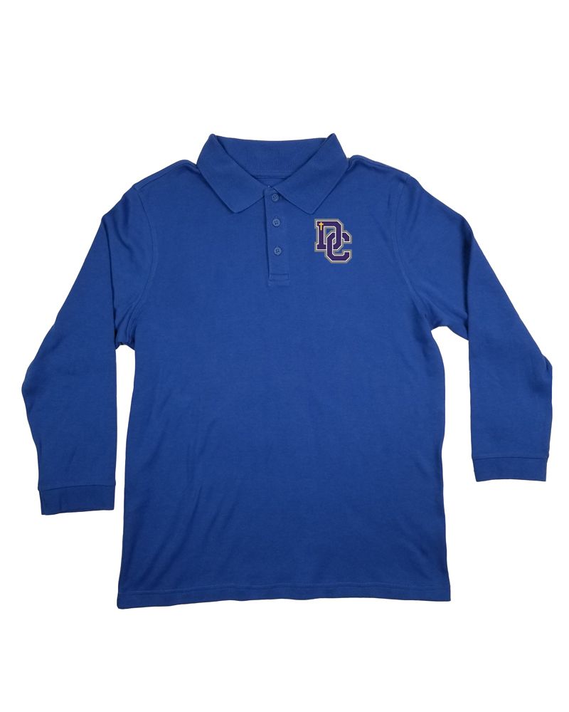DAYTON CHRISTIAN PIQUE LS POLO SHIRT - ROYAL