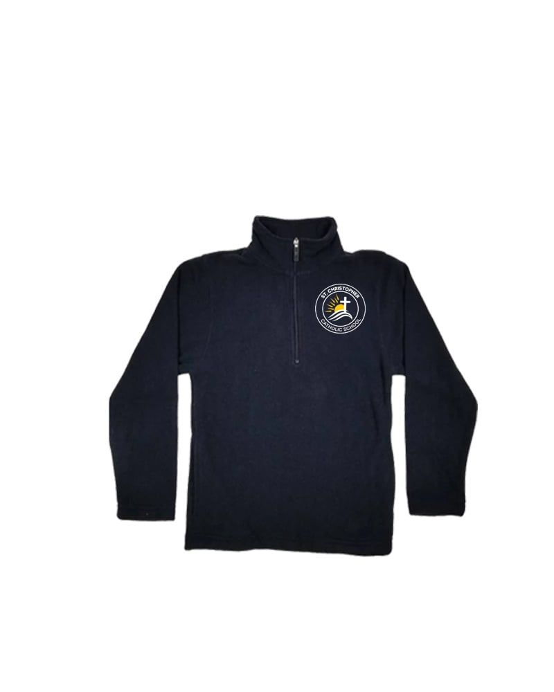 ST. CHRISTOPHER CATHOLIC 1/4 ZIP  FLEECE GRANDVIEW, Color: NAVY, Size: Youth XS