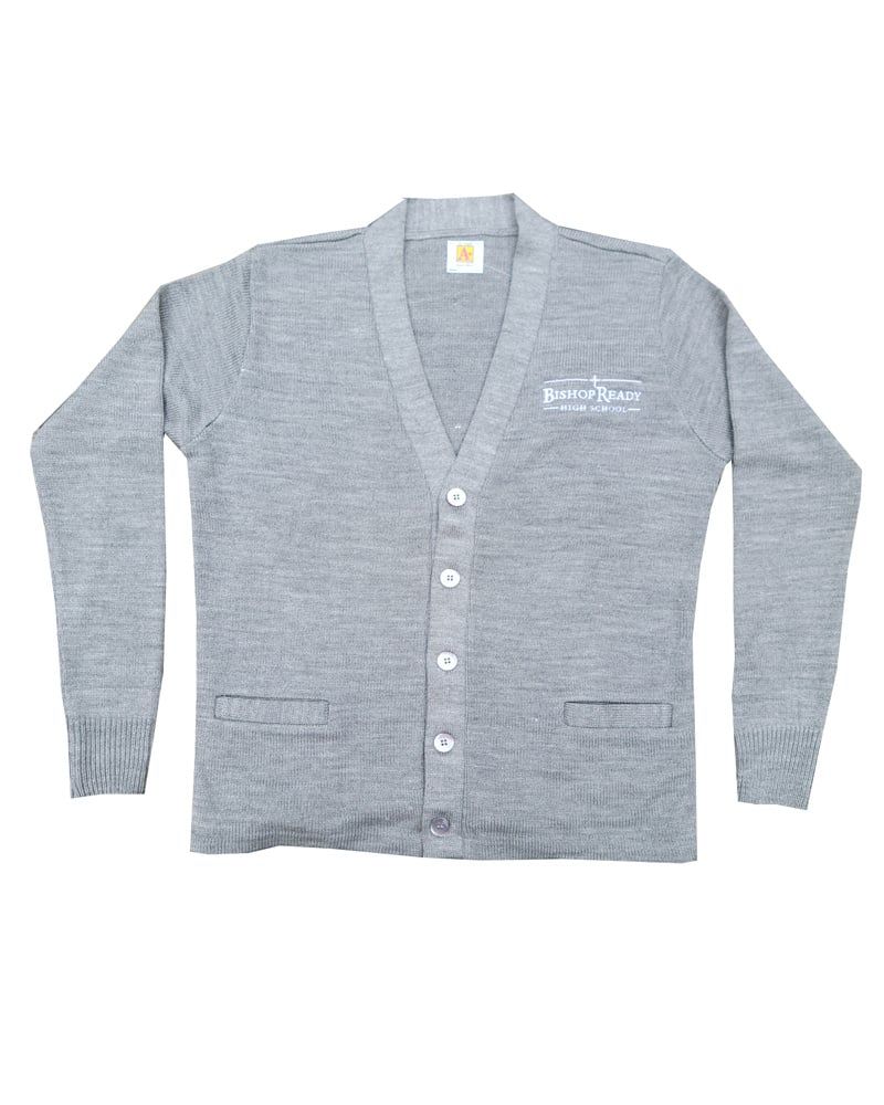 READY V-NECK CARDIGAN SWEATER, Color: GREY, Size: YM