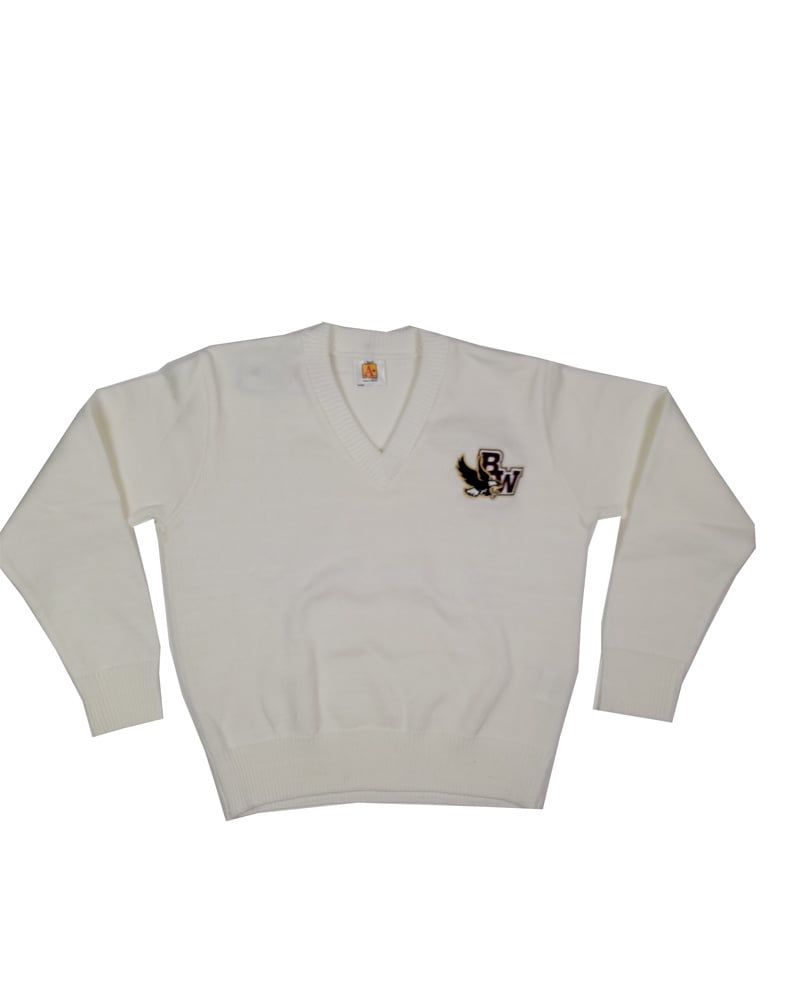 B. WATTERSON V-NECK PULLOVER, Color: WHITE, Size: Youth M