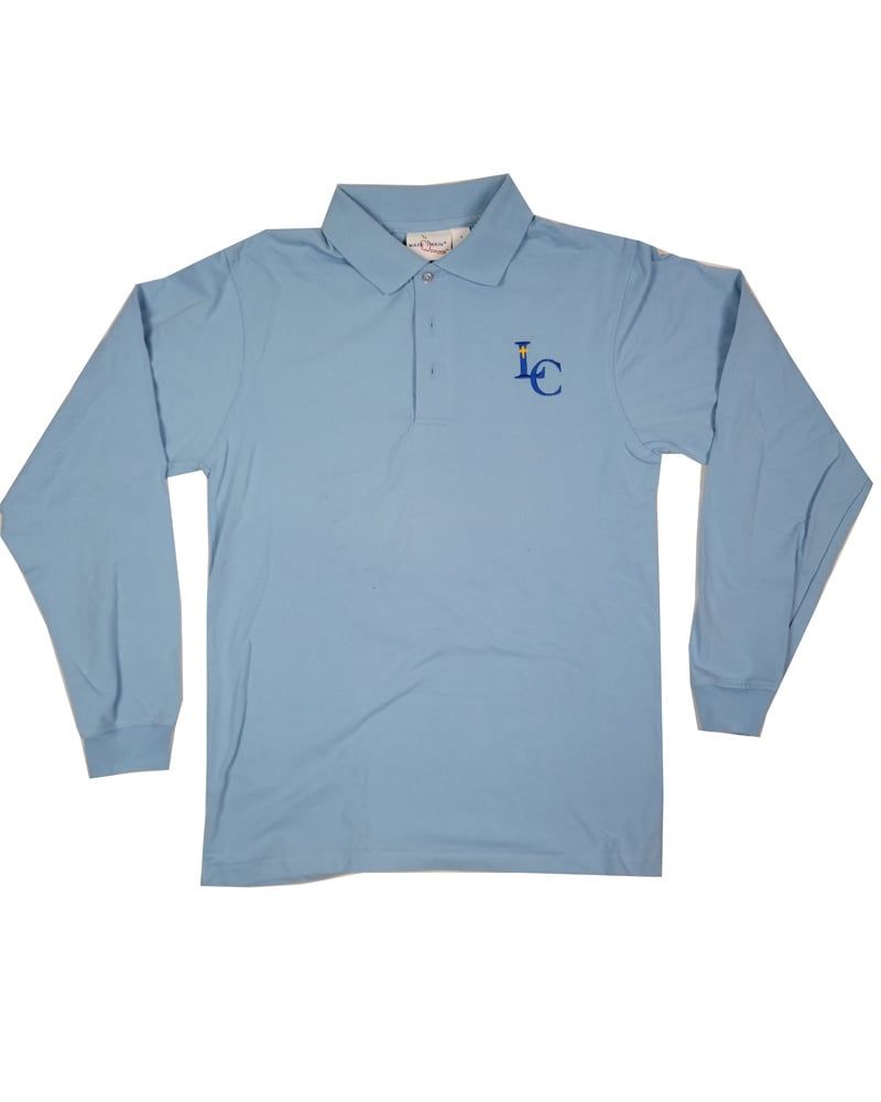 LEHMAN CATHOLIC JERSEY LONG SLEEVE POLO, Color: LT BLUE, Size: Youth M