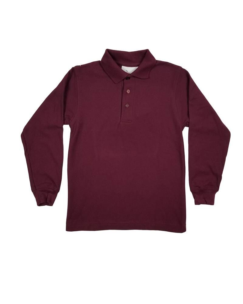 LONG SLEEVE PIQUE KNIT SHIRT MAROON