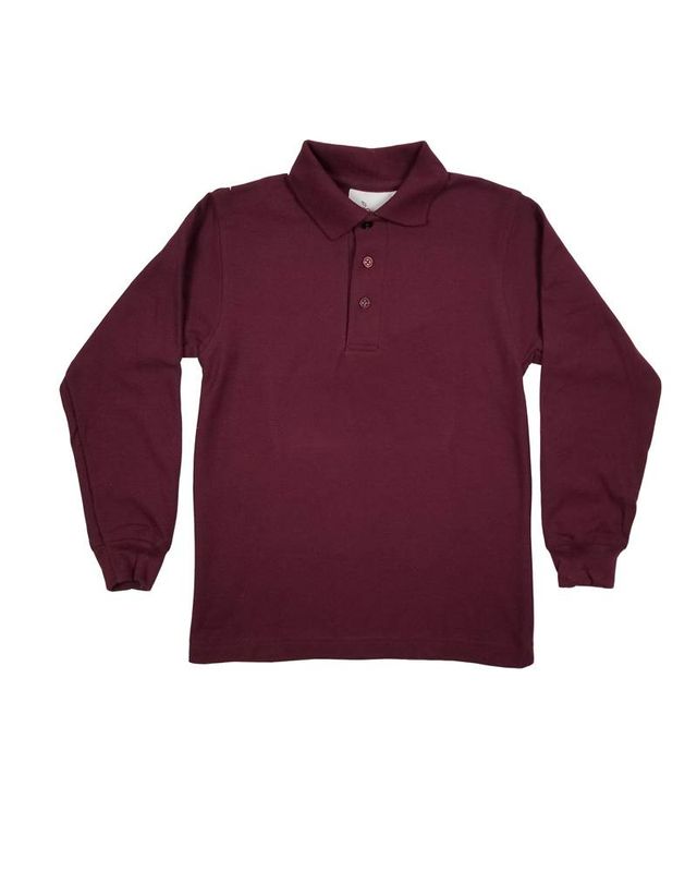 LONG SLEEVE PIQUE KNIT SHIRT MAROON