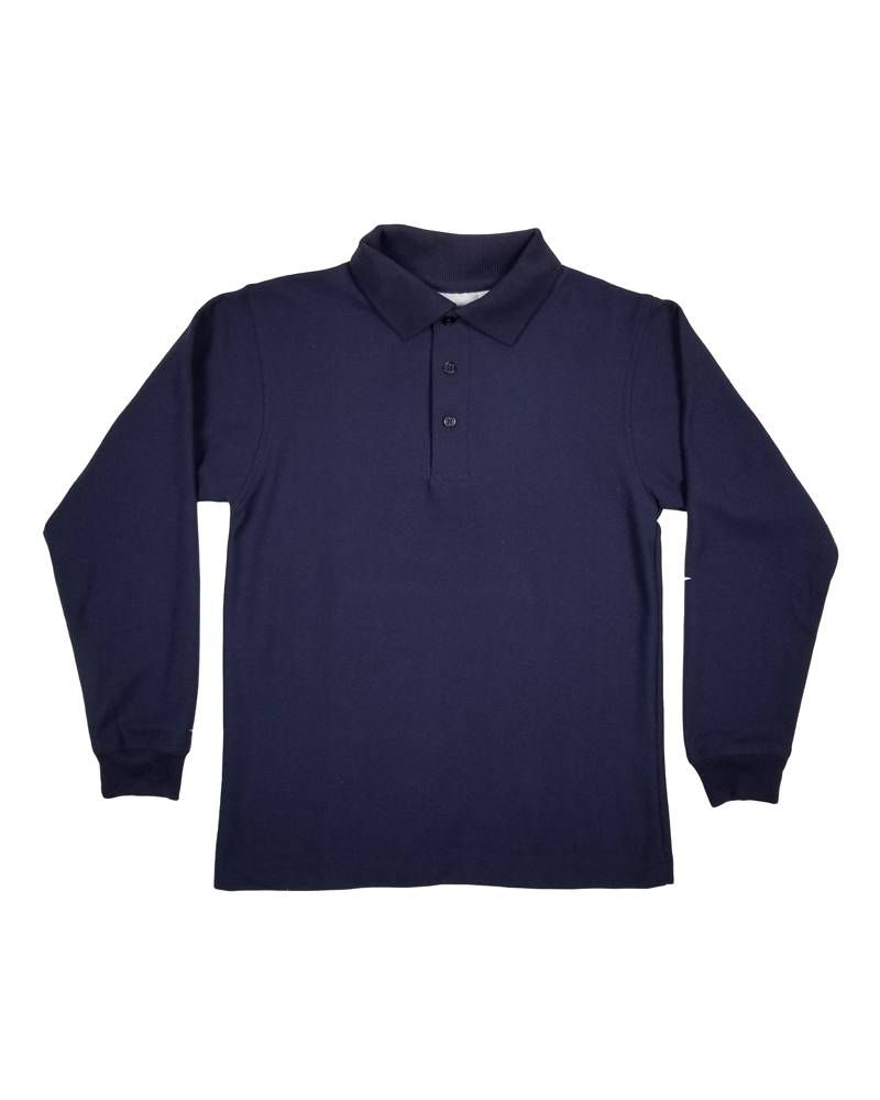 LONG SLEEVE PIQUE KNIT SHIRT NAVY