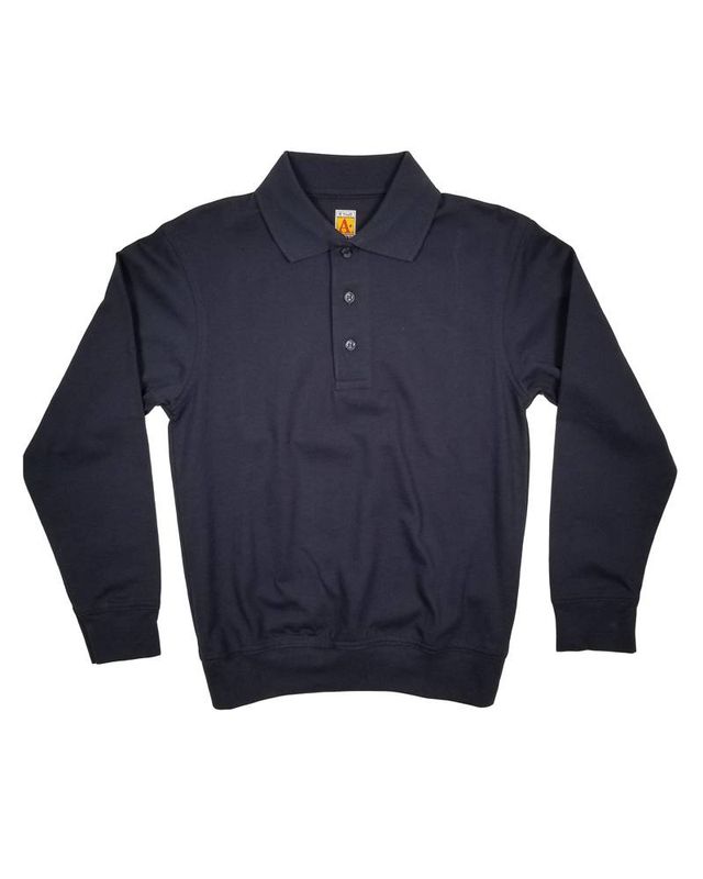 LONG SLEEVE BANDED BOTTOM POLO NAVY