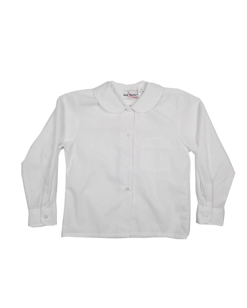 GIRLS/LADIES LS WHITE ROUND COLLAR BLOUSE