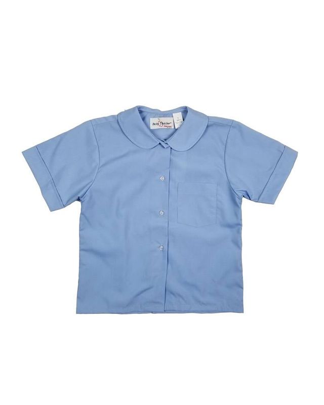 GIRLS/LADIES SS LT BLUE ROUND COLLAR BLOUSE