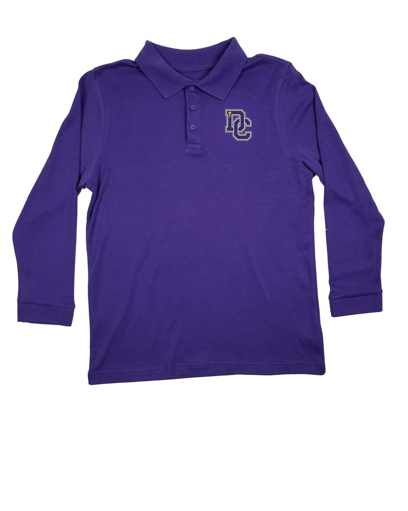 DAYTON CHRISTIAN PIQUE LS POLO SHIRT - PURPLE