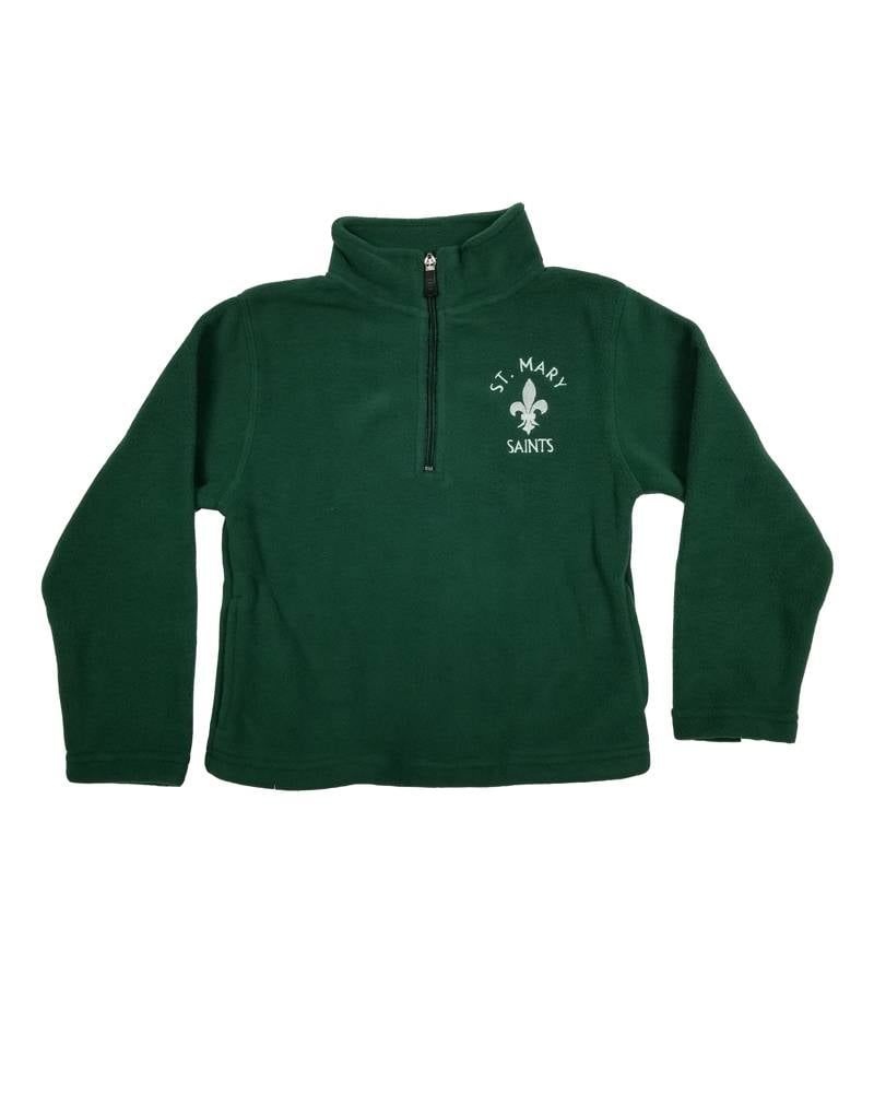 *ST. MARY DELAWARE 1/4 ZIP  FLEECE*, Color: Green, Size: Youth XS