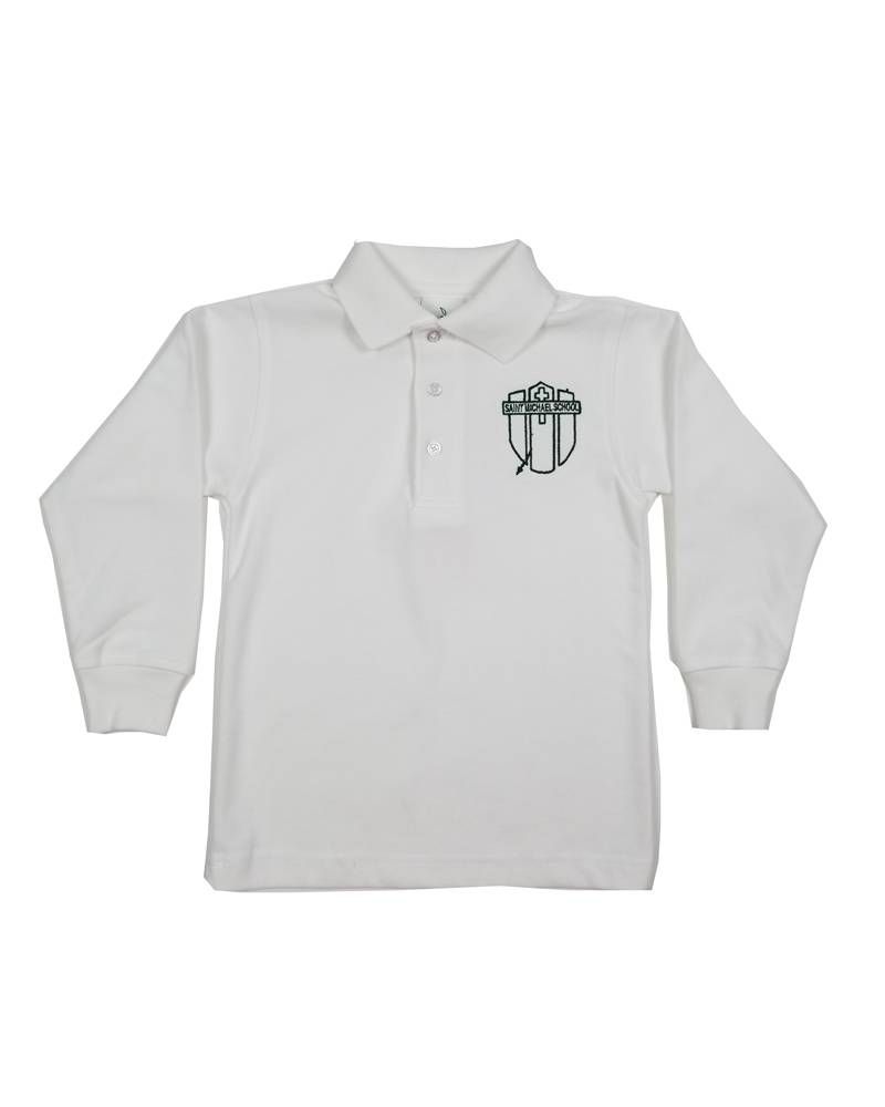 ST. MICHAEL FINDLAY LS PIQUE KNIT SHIRT WHITE