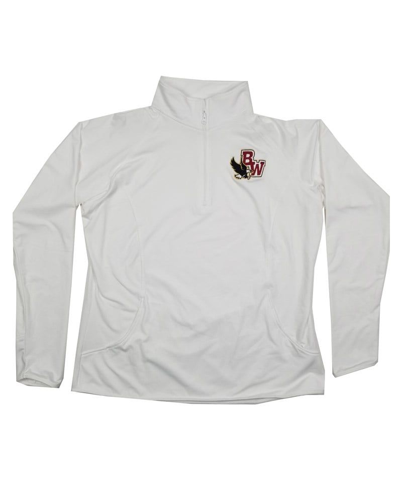 BISHOP WATTERSON WOMENS 1/4 ZIP WICKING PULLOVER, Color: WHITE, Size: Adult XS