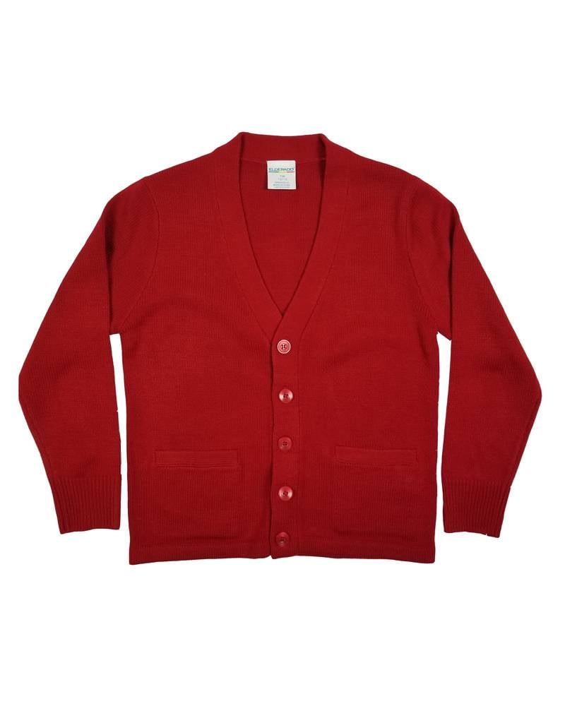 V-NECK CARDIGAN W/ POCKET RED 