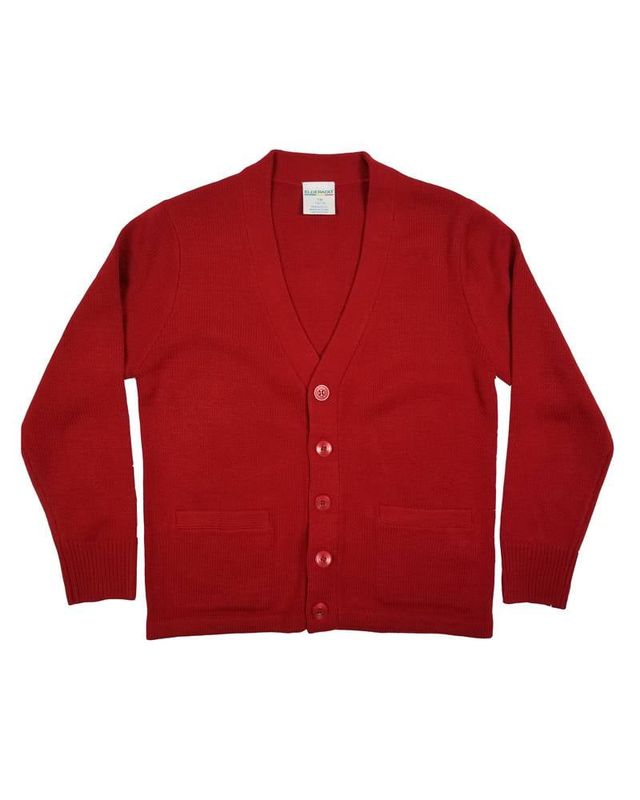V-NECK CARDIGAN W/ POCKET RED 