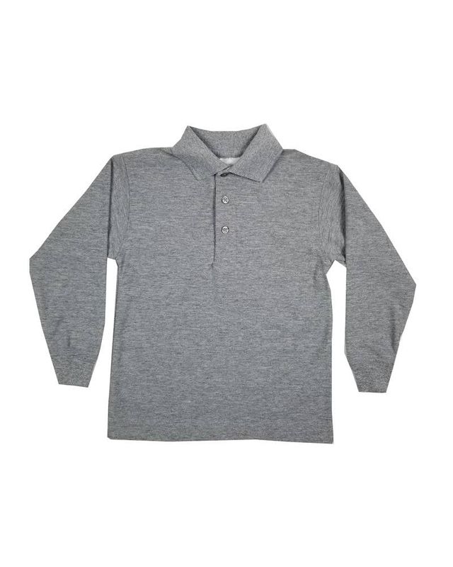 LONG SLEEVE PIQUE KNIT SHIRT GREY