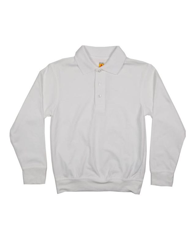 LONG SLEEVE BANDED BOTTOM POLO WHITE