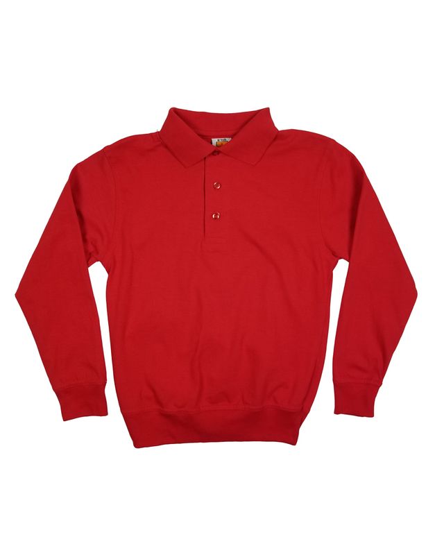 LONG SLEEVE BANDED BOTTOM POLO RED