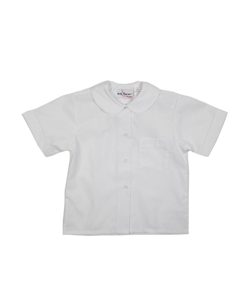 GIRLS/LADIES SS WHITE ROUND COLLAR BLOUSE