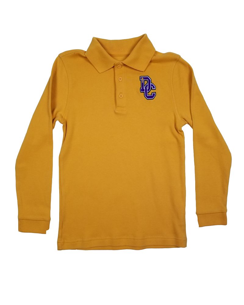 DAYTON CHRISTIAN PIQUE LS POLO SHIRT - GOLD