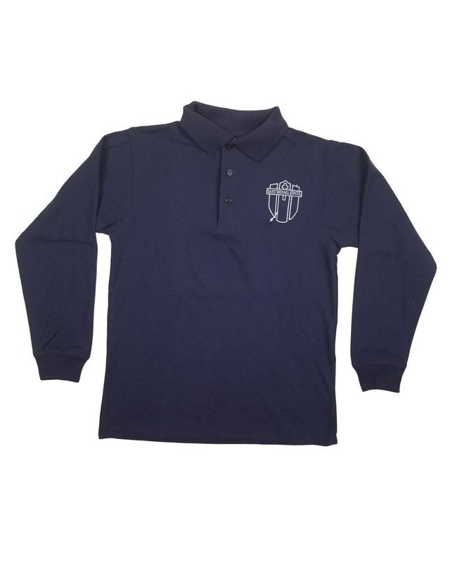 ST. MICHAEL FINDLAY LS PIQUE KNIT SHIRT NAVY