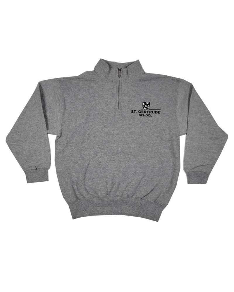 ST. GERTRUDE  1/4 ZIP SWEATSHIRT  , Color: GREY, Size: YOUTH XS