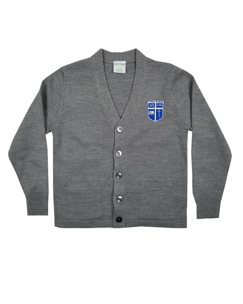 ST. PAUL V-NECK CARDIGAN  , Color: GREY, Size: Youth XS