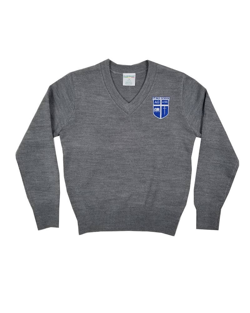 ST. PAUL V-NECK PULLOVER SWEATER, Color: GREY, Size: Youth XS