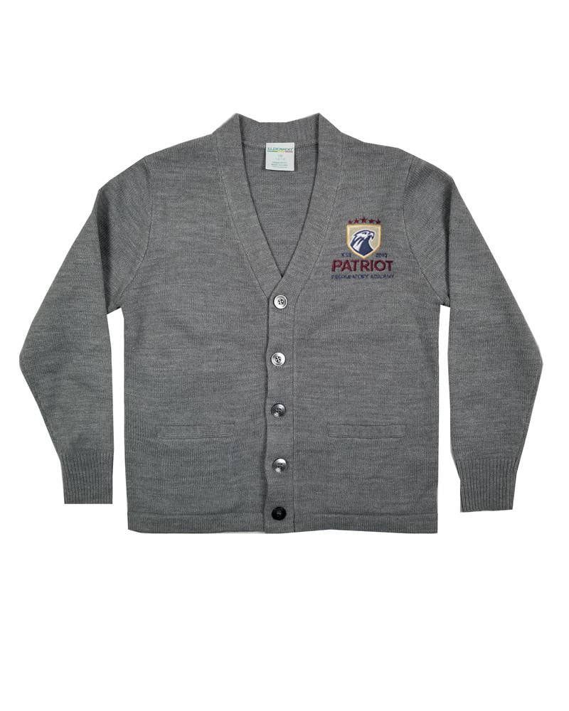 PATRIOT PREP  V-NECK CARDIGAN  , Color: GREY, Size: Youth M