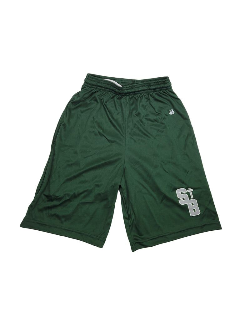 ST BRENDAN GYM SHORTS, Color: FOREST GREEN, Size: Youth XS