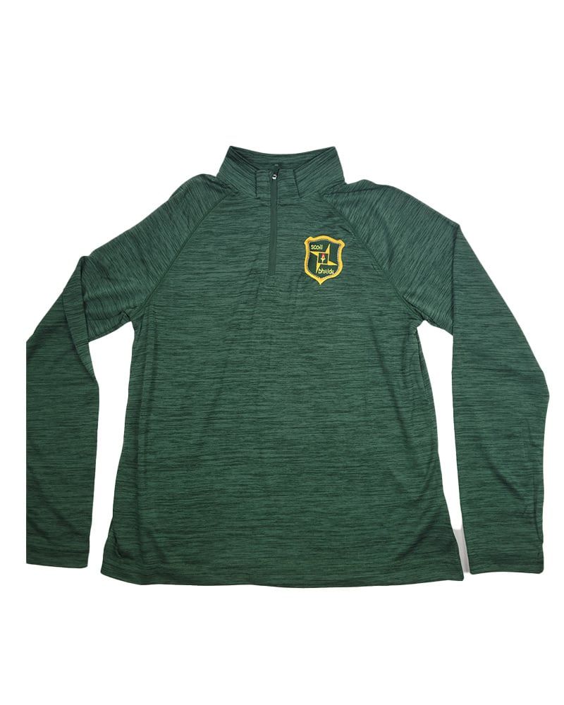 ST. BRIGID  1/4 ZIP NYLON SPACE DYE  , Color: GREEN, Size: YOUTH S