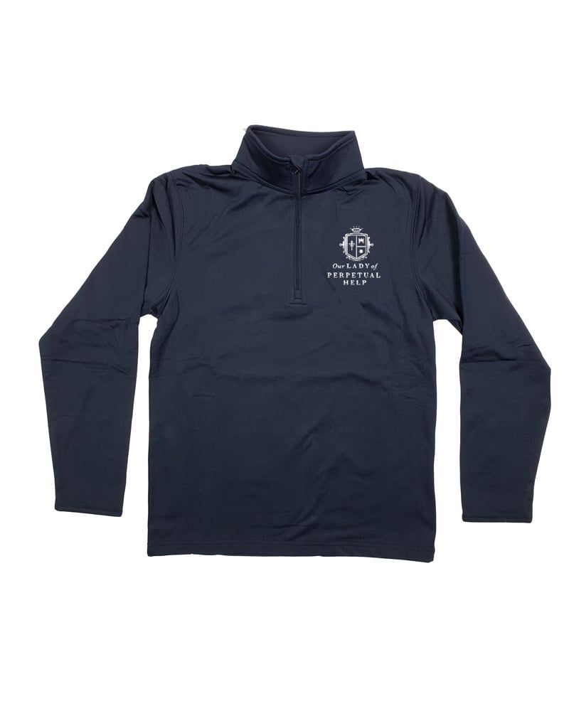 OUR LADY OF PERPETUAL HELP  1/4 ZIP PERFORMANCE PULLOVER , Color: NAVY, Size: Youth XS