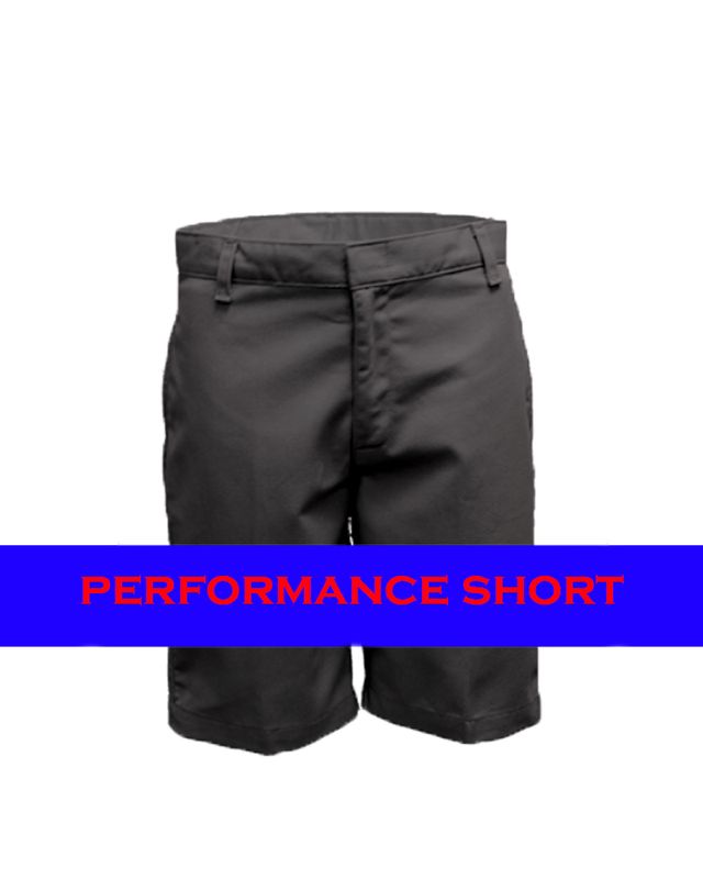 BOYS/MENS FLAT FRONT PERFORMANCE SHORTS BLACK