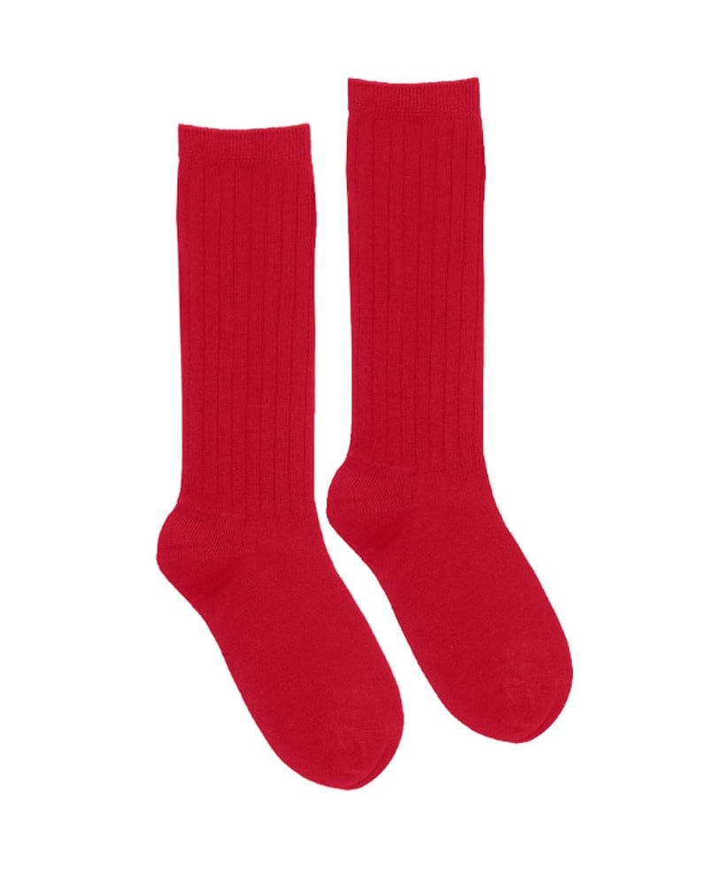 Knee High Socks, Color: Cable Red, Size: S