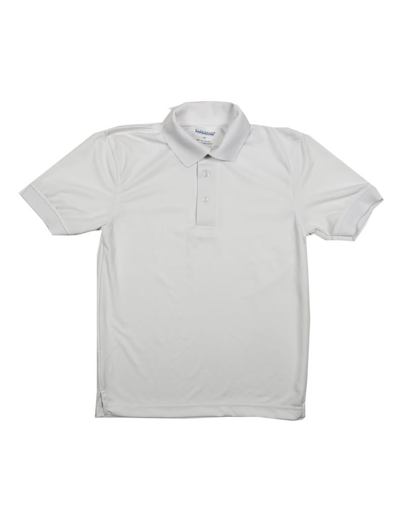 DRY FIT  SHORT SLEEVE POLO WHITE, Color: WHITE, Size: YXS