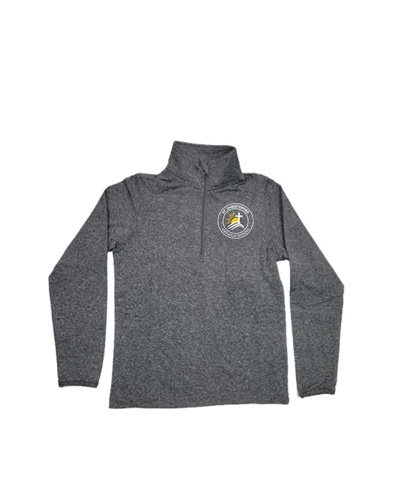 ST. CHRISTOPHER YOUTH/ADULT 1/4 ZIP DRY FIT PULLOVER GRANDVIEW, Color: HEATHER GRAY, Size: Youth XS