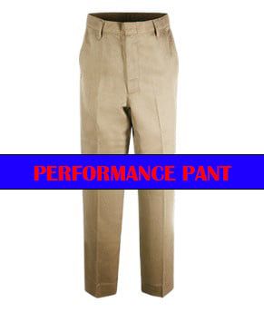 BOYS/MENS FLAT FRONT PERFORMANCE PANTS KHAKI