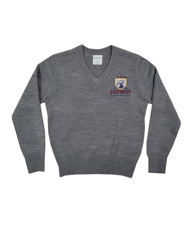 PATRIOT PREP  V-NECK PULLOVER SWEATER, Color: GREY, Size: Youth M