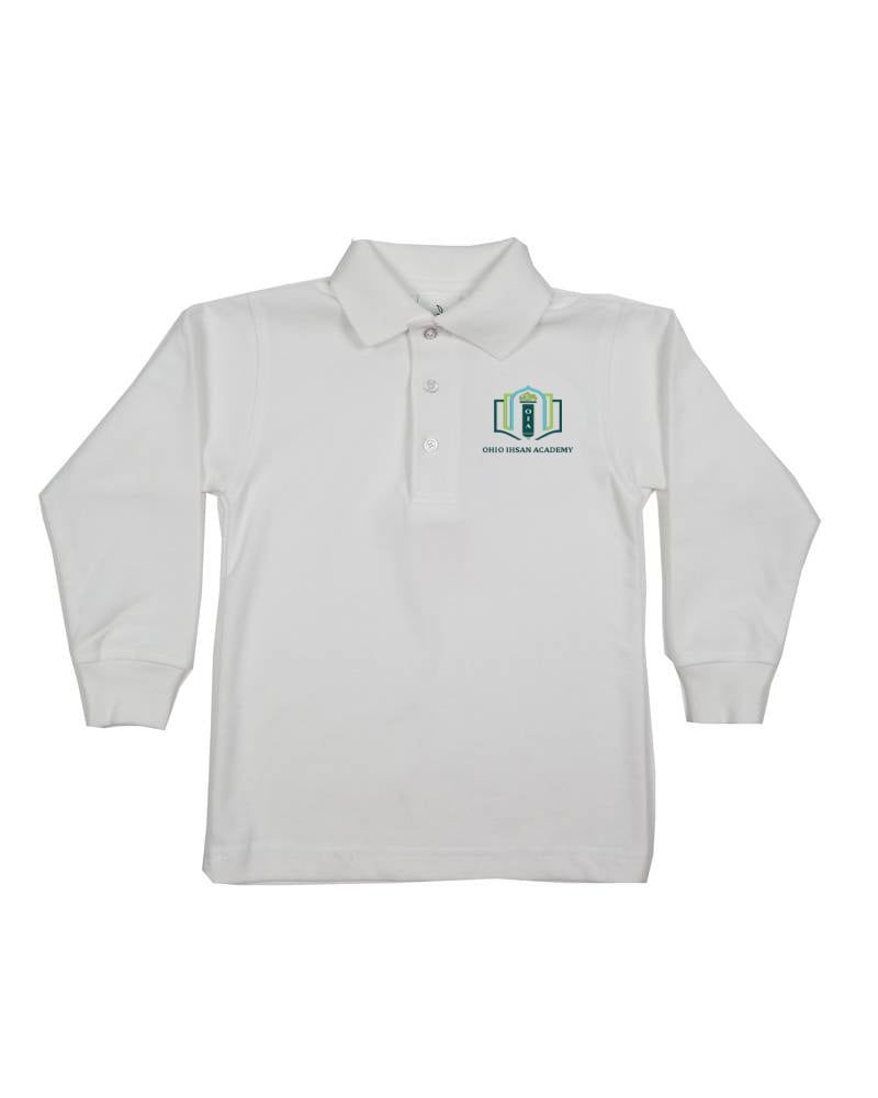 OHIO IHSAN ACADEMY JERSEY LS POLO SHIRT, Color: WHITE, Size: Youth 2XS