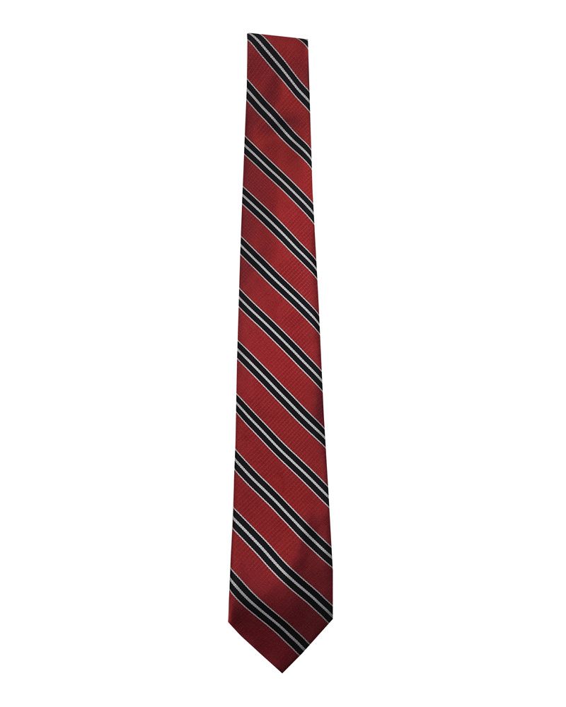 ST. GERTRUDE RED/BLACK/SILVER STRIPE TIE 57in
