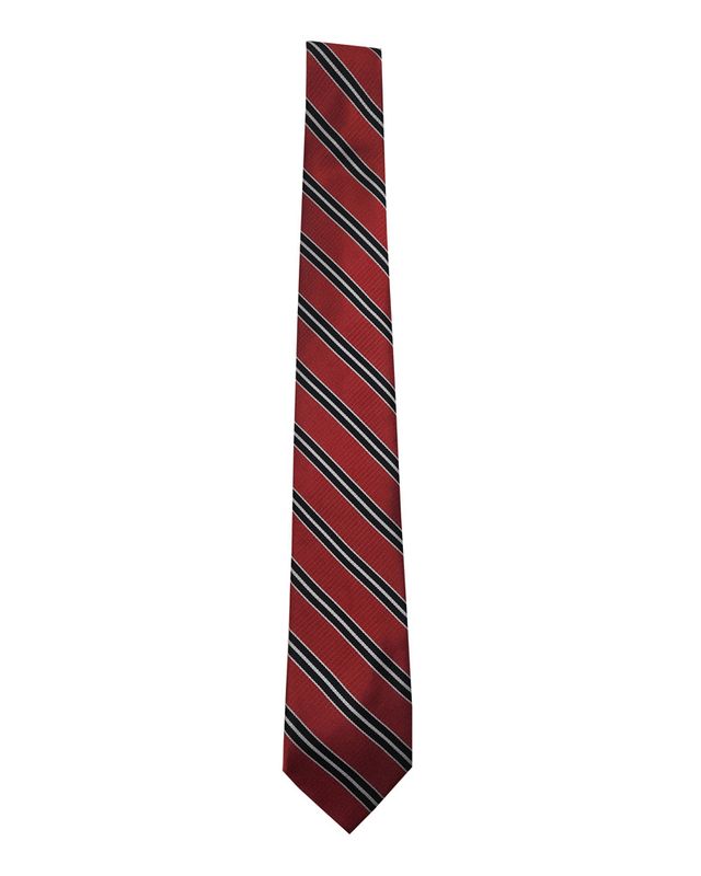 ST. GERTRUDE RED/BLACK/SILVER STRIPE TIE 57in