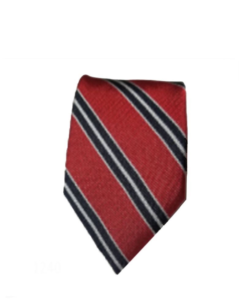 ST. GERTRUDE RED/BLACK/SILVER STRIPE TIE 48in