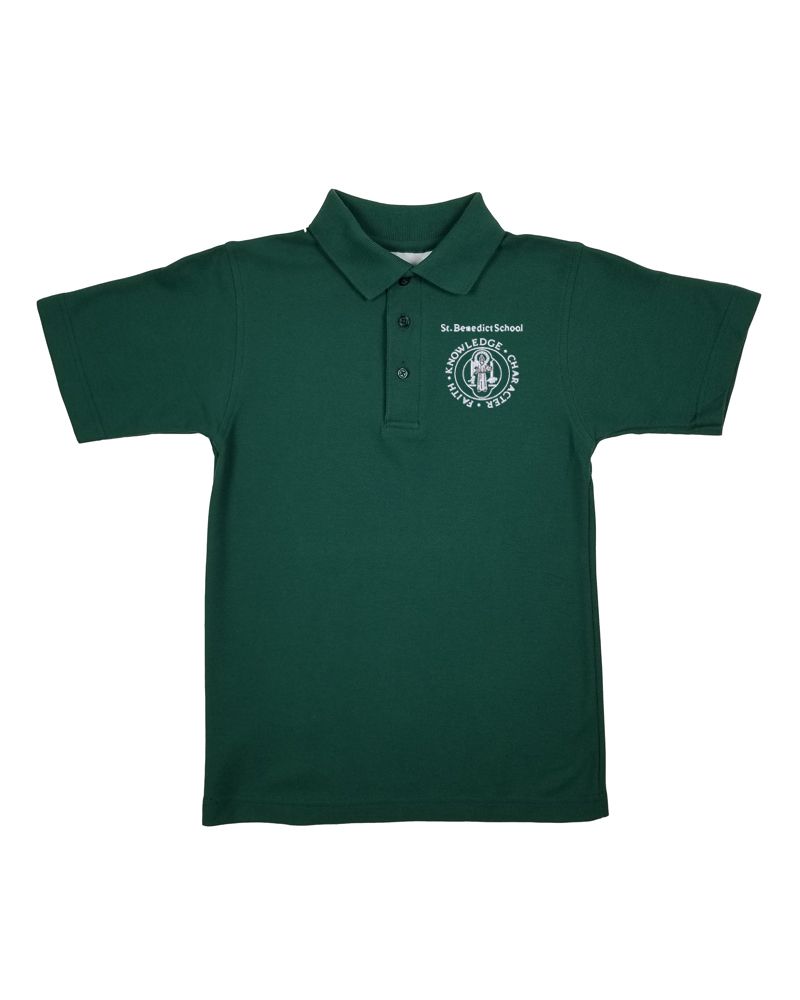 St. Benedict SS JERSEY POLO, Color: GREEN, Size: YOUTH XS