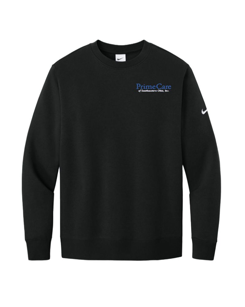 PrimeCare NIKE Club Fleece Swoosh Crew Sweatshirt, Color: Black, Size: ADULT XS