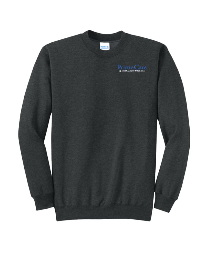PrimeCare PORT &amp; CO Crewneck Sweatshirt, Color: Black Heather, Size: ADULT S