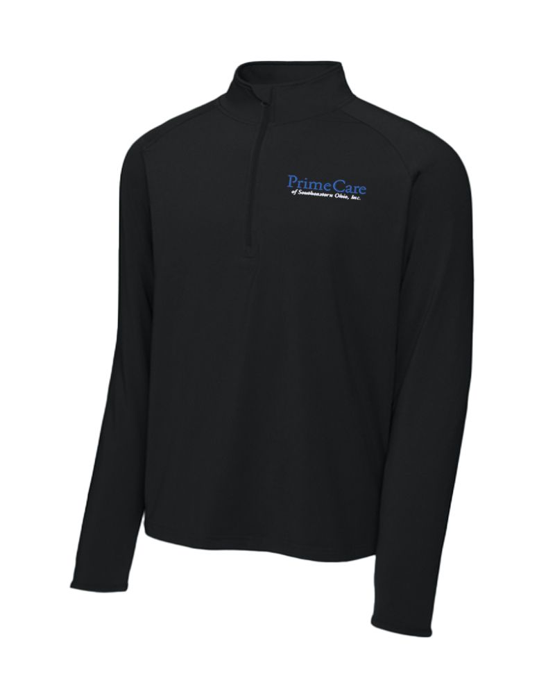 PrimeCare SPORTEK Sport-Wick Stretch 1/4 Zip Pullover, Color: Black, Size: ADULT XS
