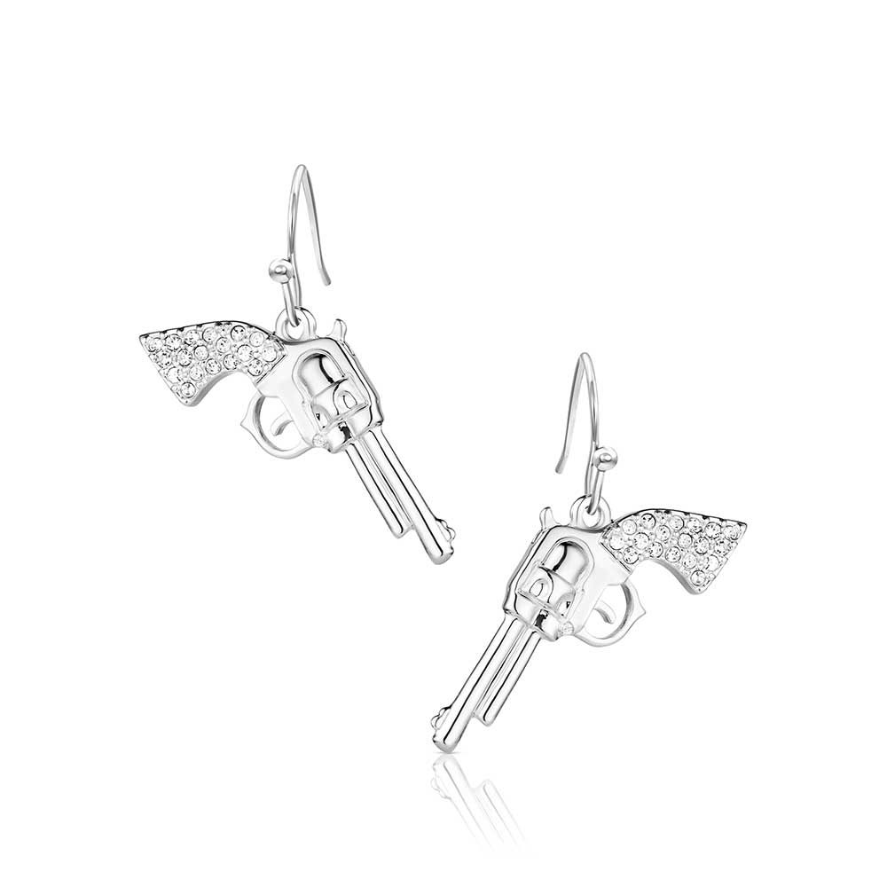 Montana Silversmiths Cowgirl Pistols Rhinestone Handle Drop Earrings