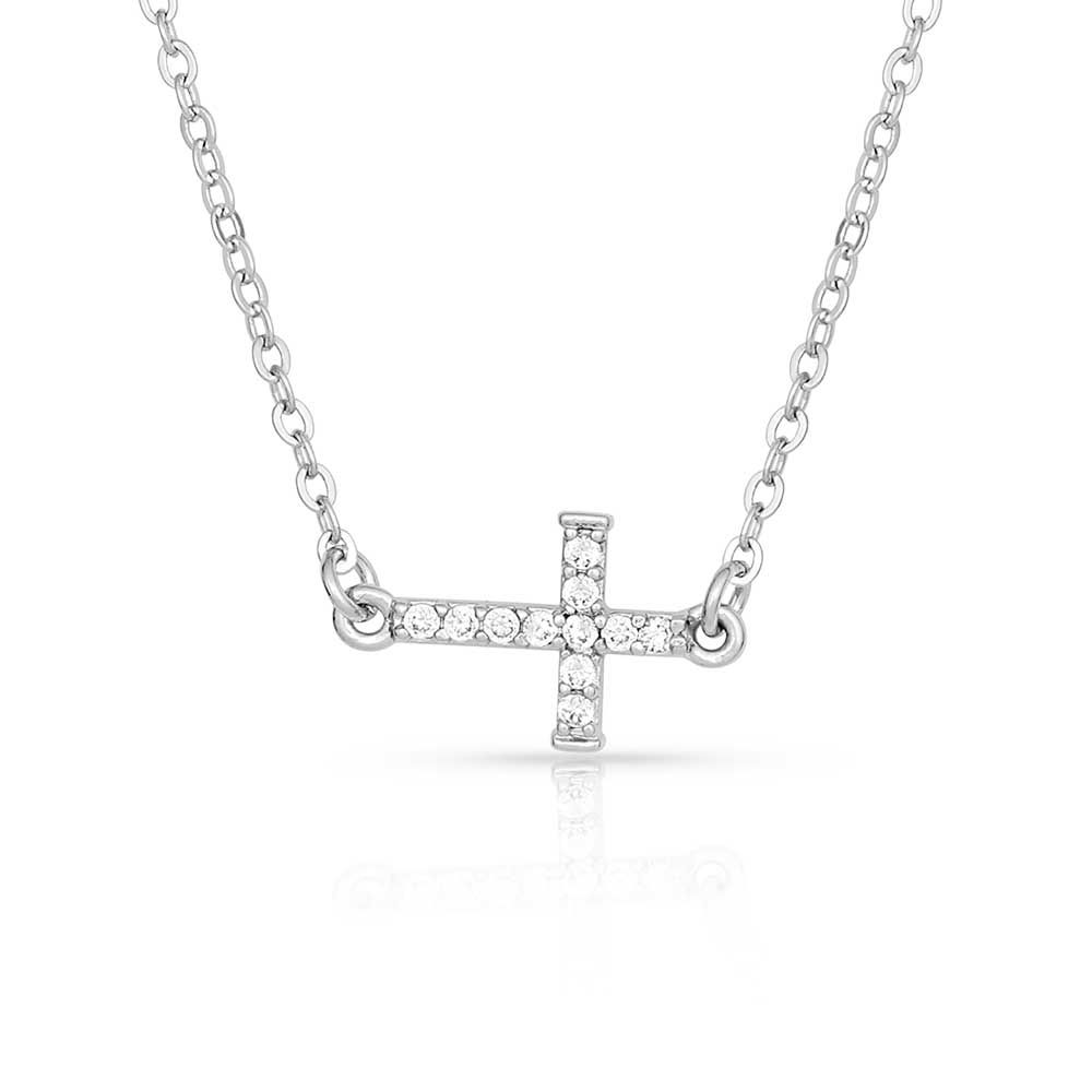 Montana Silversmiths Quiet Faith, Tiny Crystal Cross Choker Necklace
