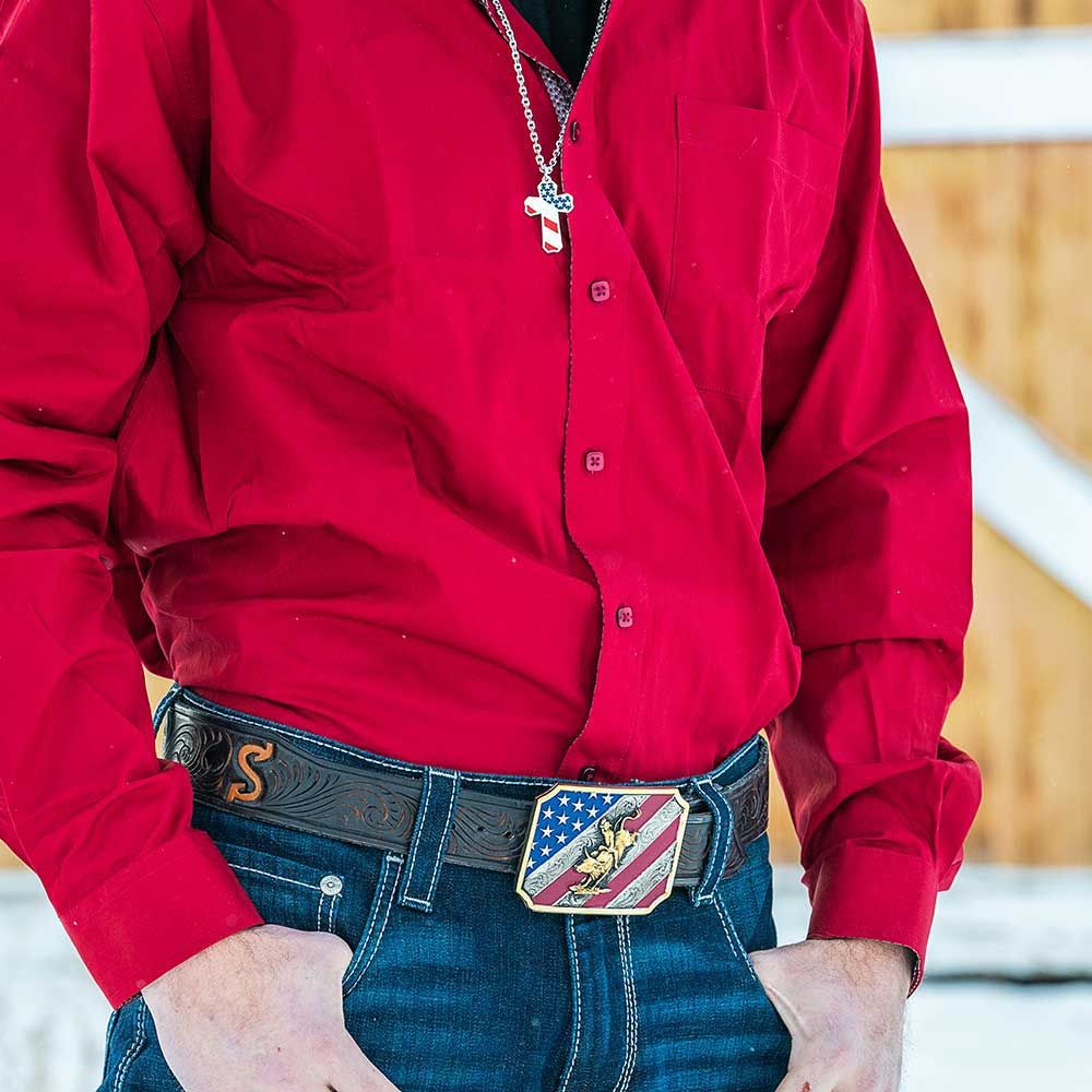 Montana Silversmiths Patriot Bull Rider Attitude Belt Buckle