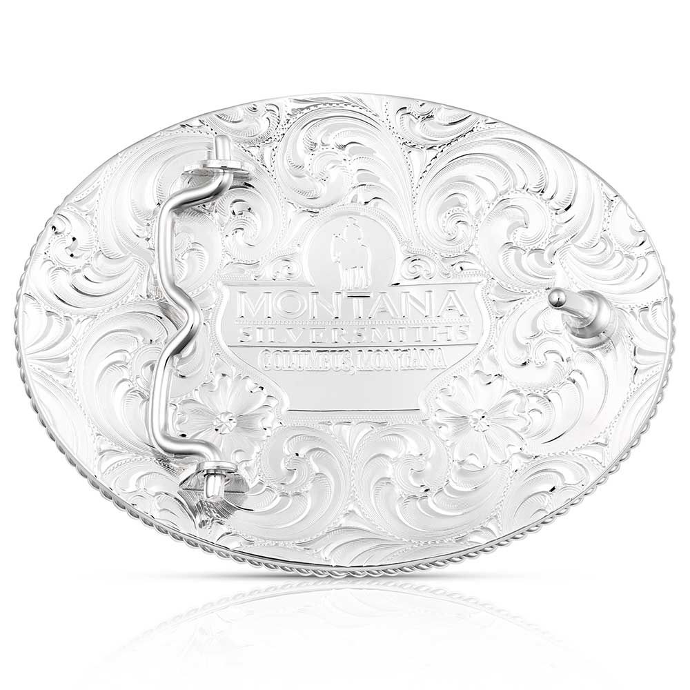 Montana Silversmiths Striking Engraved Belt Buckle with Christian Cowboy