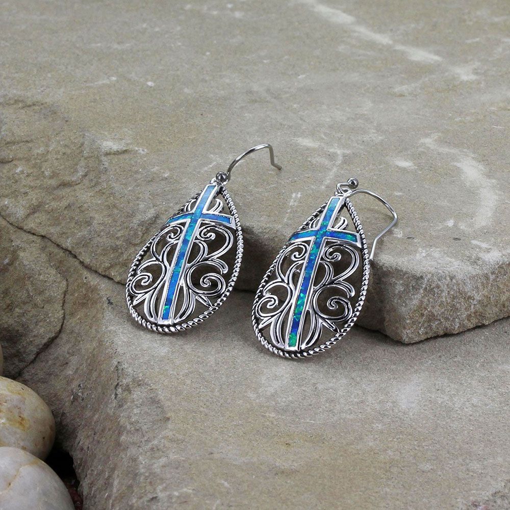 Montana Silversmiths Filigree Water Lights Cross Earrings