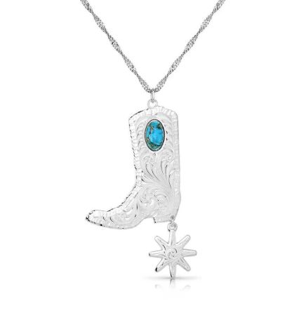 Montana Silversmiths Chiseled Boots &amp; Spurs Turquoise Necklace